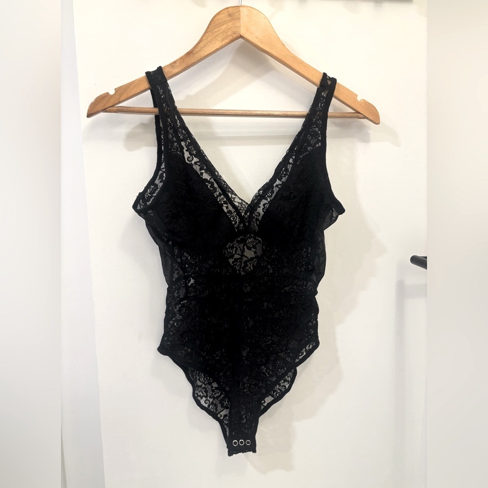 Topshop Black Lace Detail Bodysuit